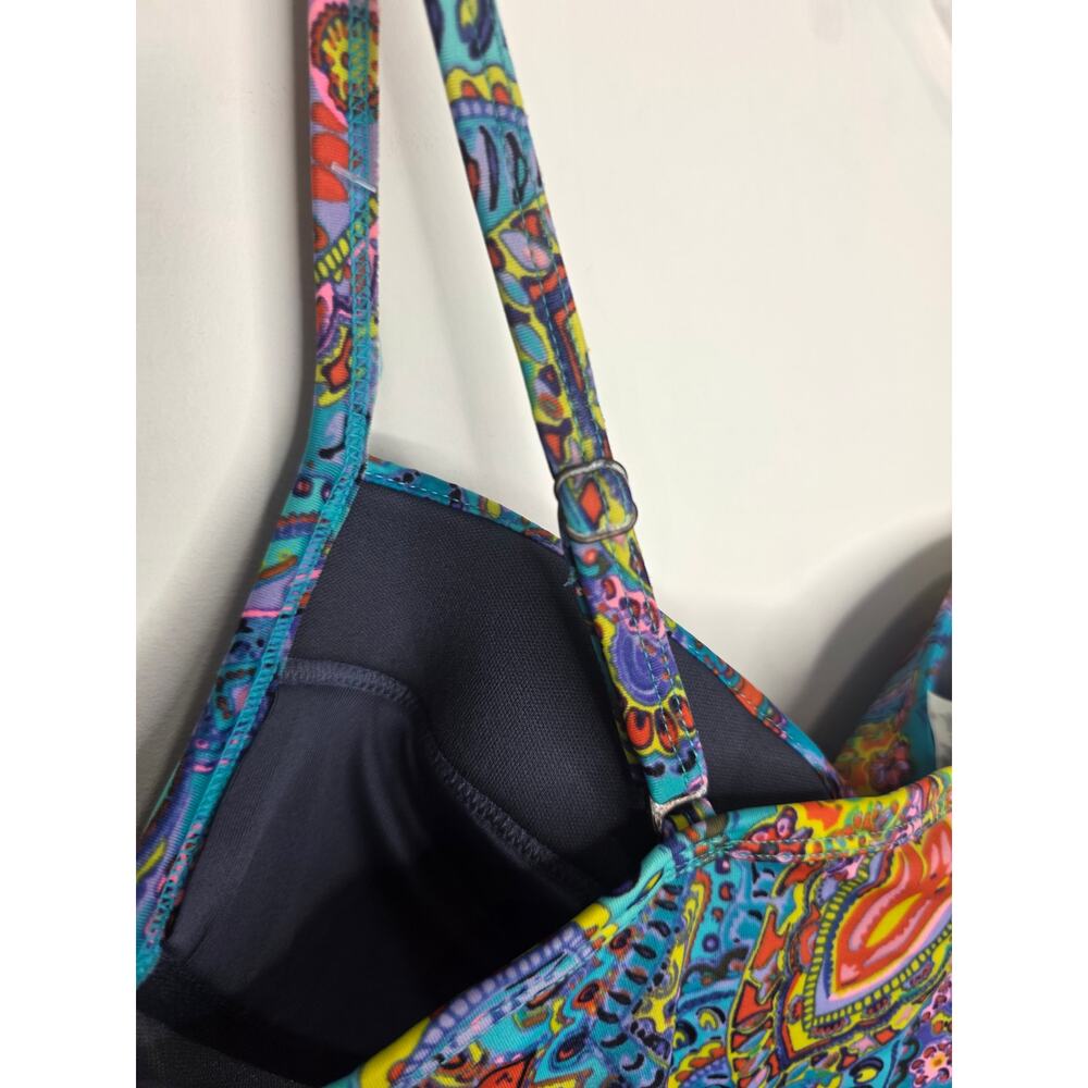 Victorias Secret VS blue multicolor paisley tankini swim tankini tank - 34C 34 C - Picture 4 of 5